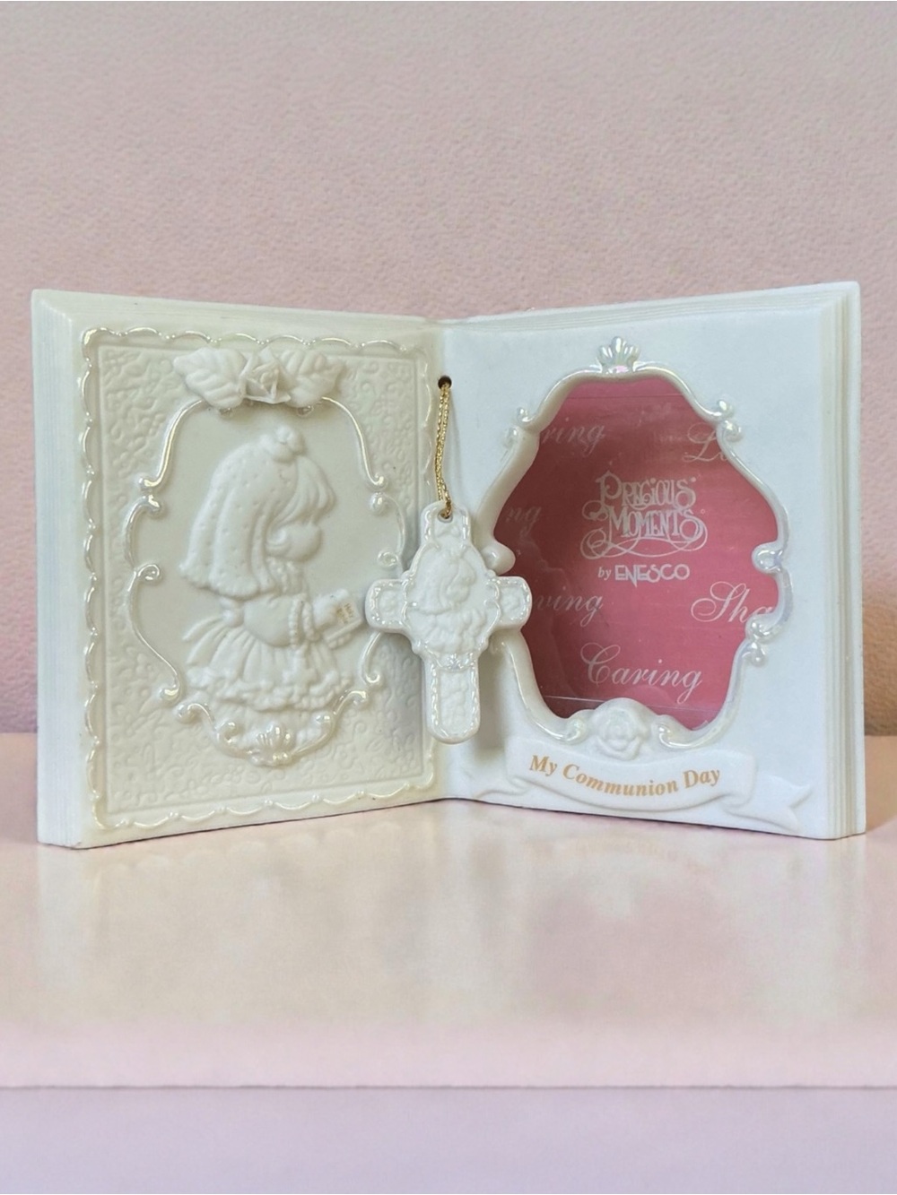 Precious Moments Ivory and Pink Communion Picture Frame